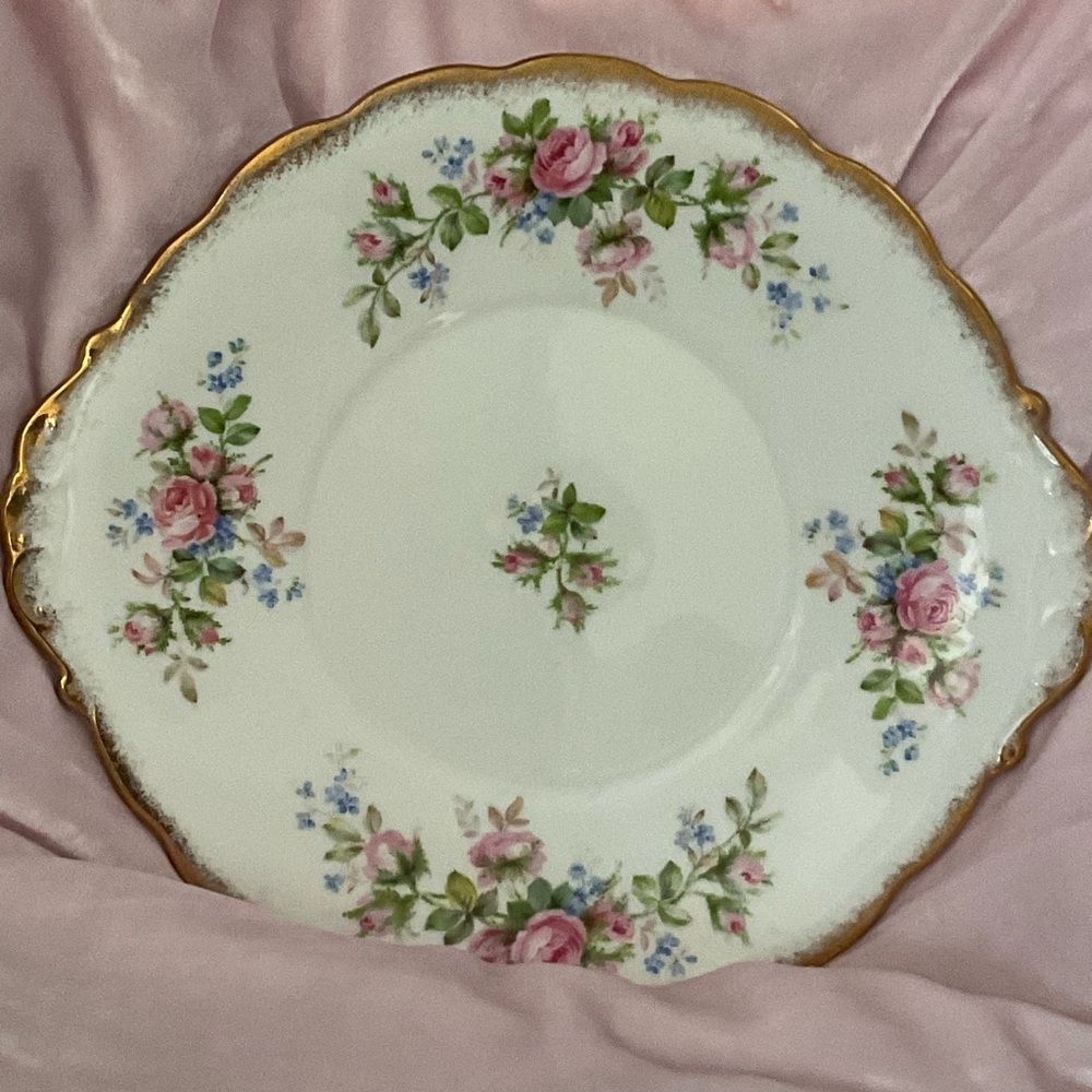 Floral Gold-Trimmed Porcelain Plate